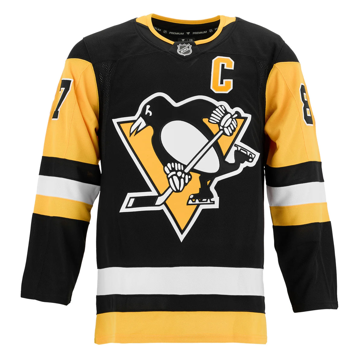 Sidney Crosby autographed Pittsburgh Penguins Fanatics Premium Jersey front and back view