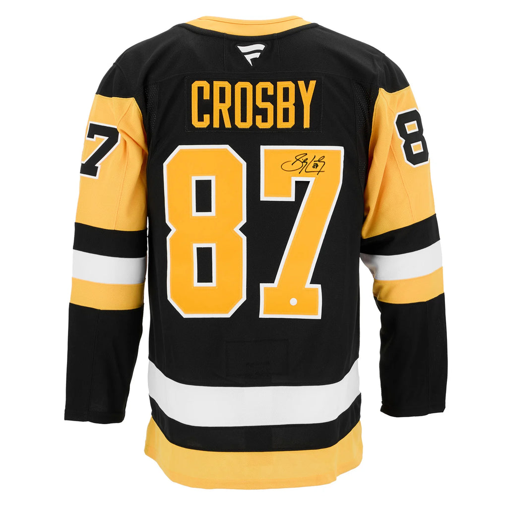 Sidney Crosby autographed Pittsburgh Penguins Fanatics Premium Jersey back view showing number 87 and signature