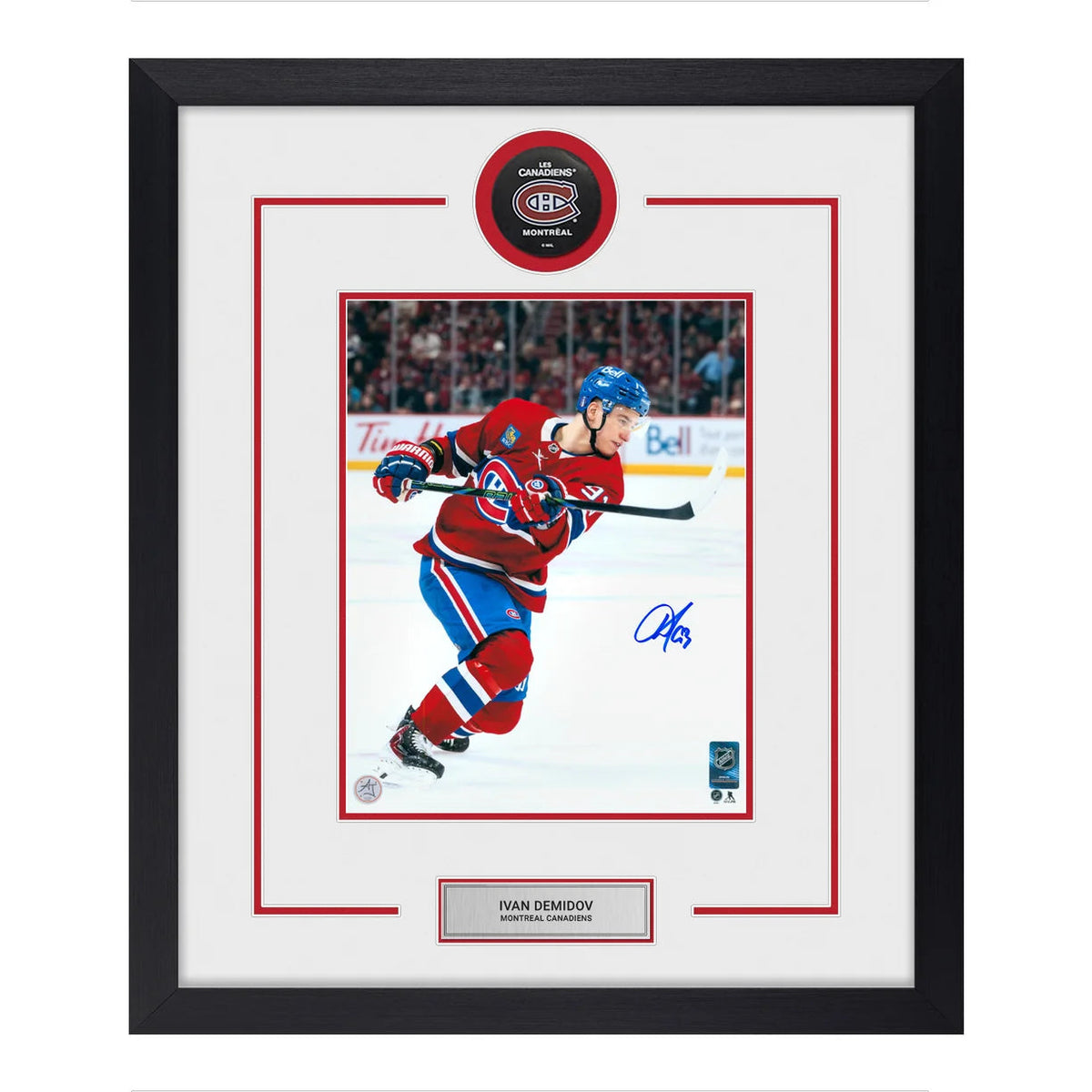 Ivan Demidov autographed framed 8x10 photo with Montreal Canadiens puck medallion and engraved nameplate
