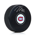 Jacob Fowler autographed Montreal Canadiens Inglasco hockey puck with number 32 signature