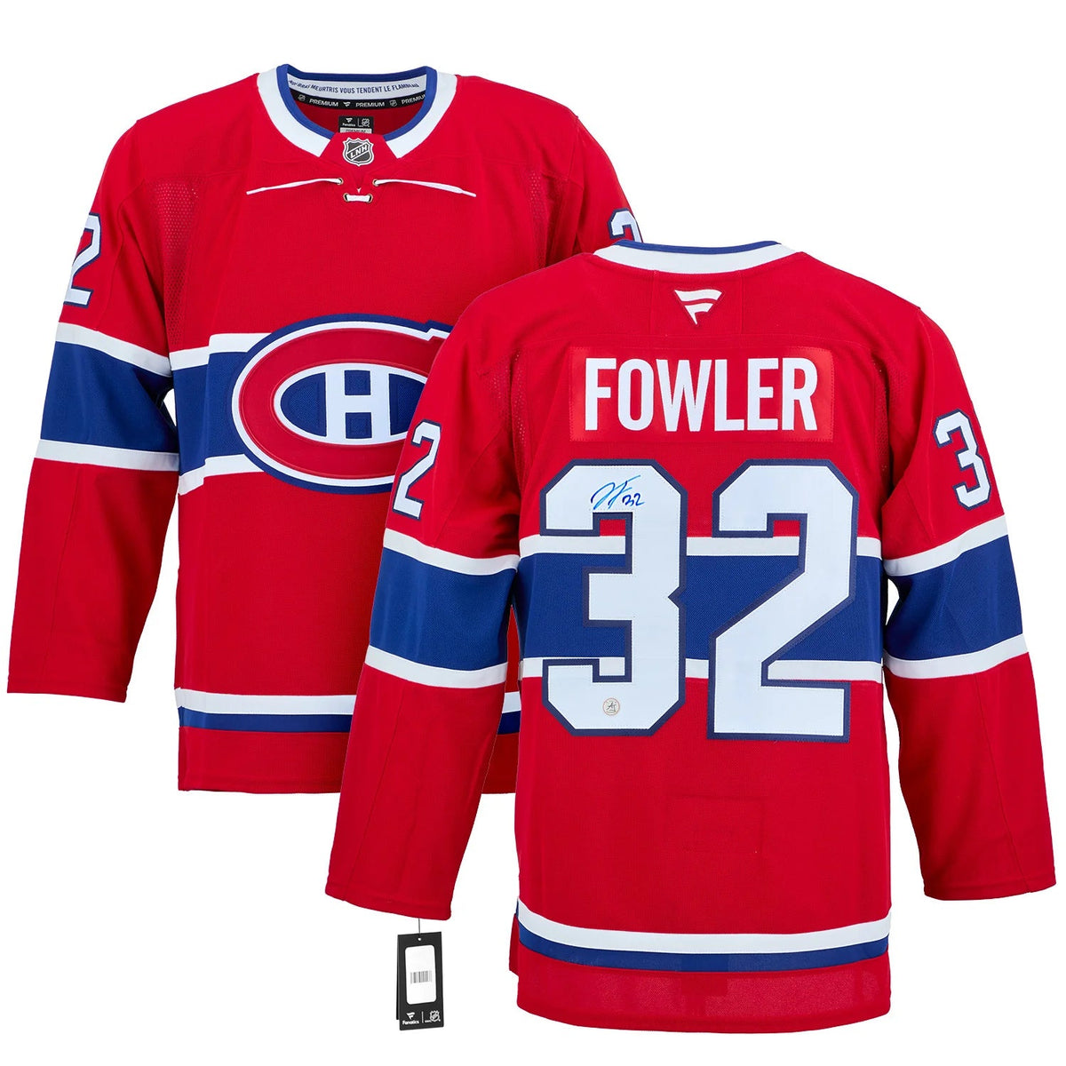 Jacob Fowler Autographed Montreal Canadiens Fanatics Premium Jersey - front view