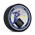 Auston Matthews Toronto Maple Leafs game used hockey stick collector puck limited edition #/69 with Mustang Products design