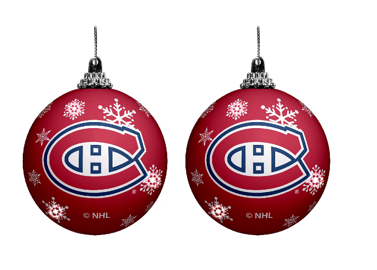 Montreal Canadiens Ball Ornament – two pack on white background