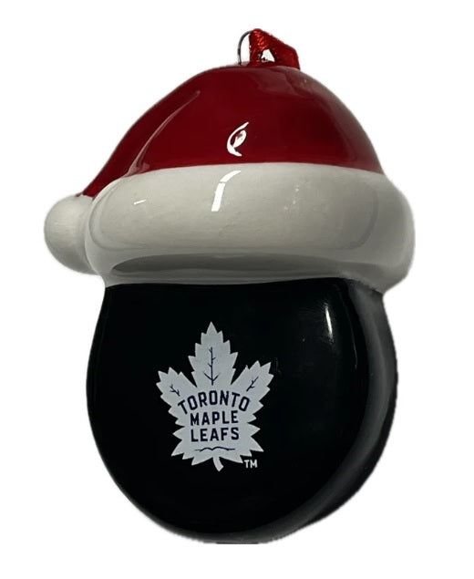 Toronto Maple Leafs Santa Hat Ball Ornament by Inglasco