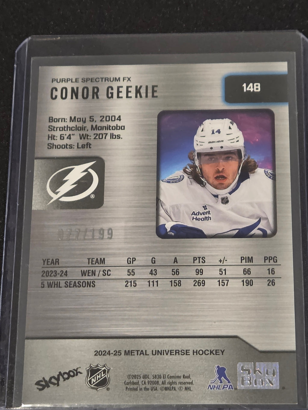 2024-25 Metal Universe - Connor Geekie Rookie Card Purple Spectrum FX 077/199