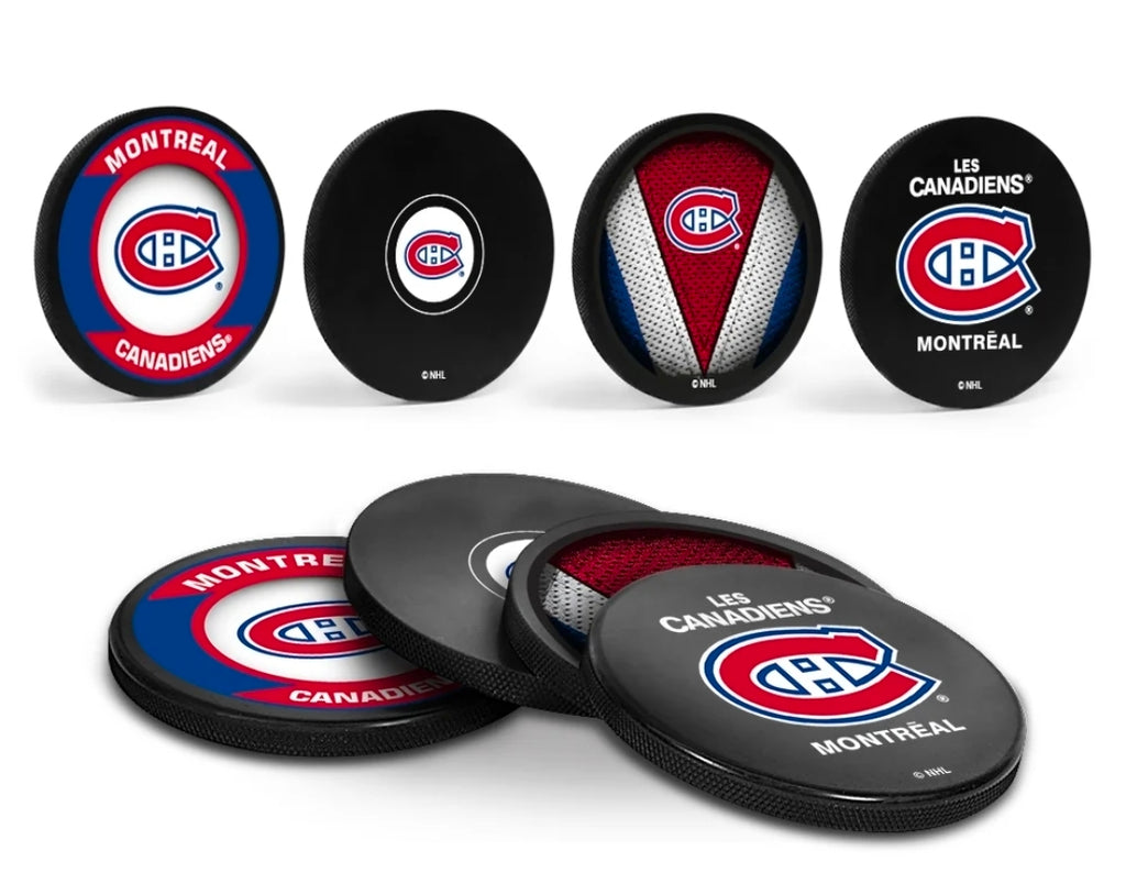 Montreal Canadiens Hockey Puck Coaster Set – NHL Licensed (4-Pack)