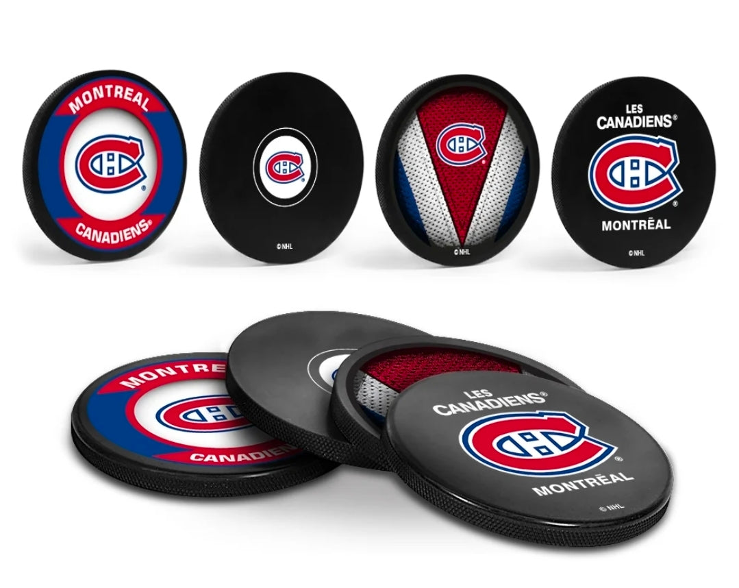 Montreal Canadiens Hockey Puck Coaster Set – NHL Licensed (4-Pack)